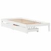 VidaXL Cadre de lit avec tiroirs blanc 90x190 cm bois pin massif, sommier, cadre de lit double, cadre de lit en bois massif 3301935