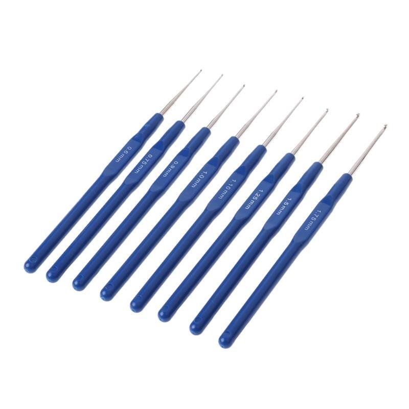 8pcs Metal Knitting Needles Crochet Hooks Kits With Ergonomic Grips 0.6-1.75mm top sale