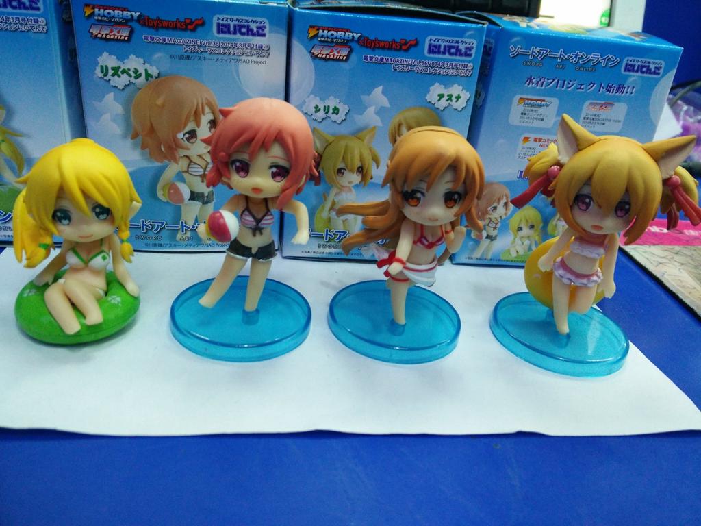 4Pcs/1Set Anime Sword Art Online Figure Yuuki Asuna Ayano Keiko Shinozaki Rika Kirigaya Suguha Swimsuit Q Version Model Toy Doll