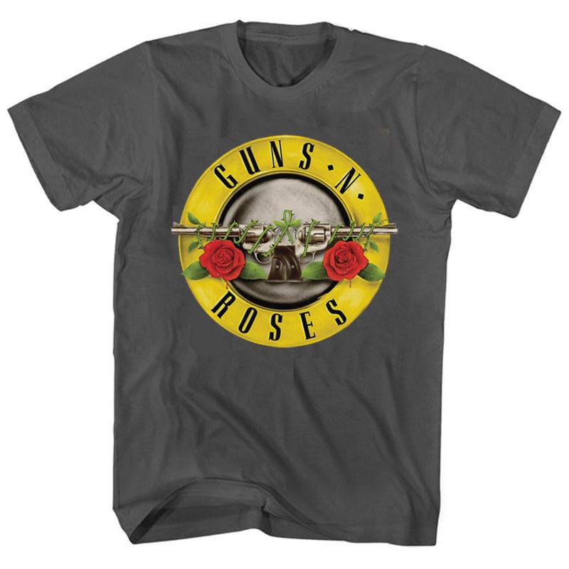 Pistol Rose Pattern Guns N Roses Rock Guns and Roses Band Casual TShirt Mens and Womens Luxury Band Brand