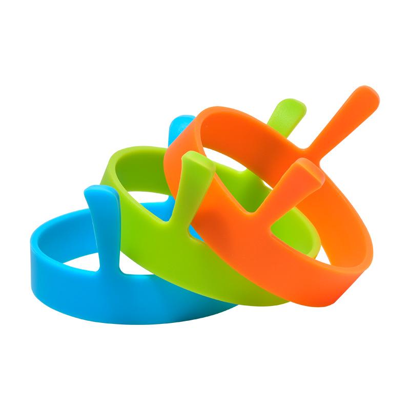 

Silicone Egg Frying Pan: Round, Double-Ear Design in Blue, Green, Orange
