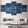 Chicago Downtown Night Scene Canvas Painting Art, 5-Piece Wall Art Painting Stencil Poster Print Home Decor