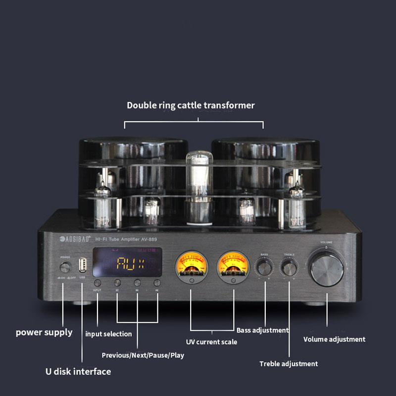 200W+200W High Power Hifi Fever Tube Amplifier Pre-stage Auido Speaker Amplifier Bluetooth 5.0 Support 4-8 Home Theater Speaker