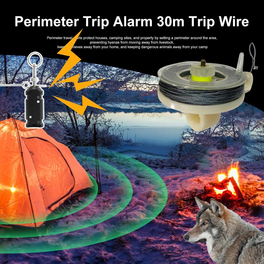 82ft Trip Alarm Wire Perimeter Line With Reusable Reel Weatherproof Camping Accessories Security System For Defense Hunting