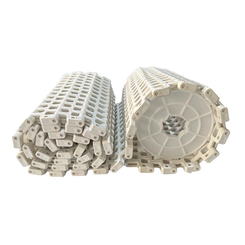 White Food Grade PP Plastic Conveyor Belt with 2405 Net Belt Pitch and 46 Plastic Modules