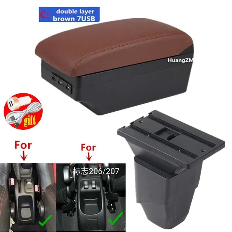 For Peugeot 206 Armrest box For Peugeot 206 207 CC Cabrio Armrest Box Central storage Box Retrofit Interior Car Accessories