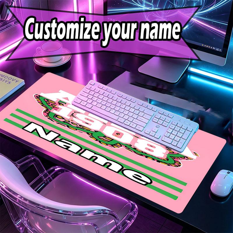 Custom Name Personalized Alpha Kappa Alpha Pattern Mousepad, Laptop PC Desk Mat, Decorative Desk Mat for Home Keyboard Pad Gift