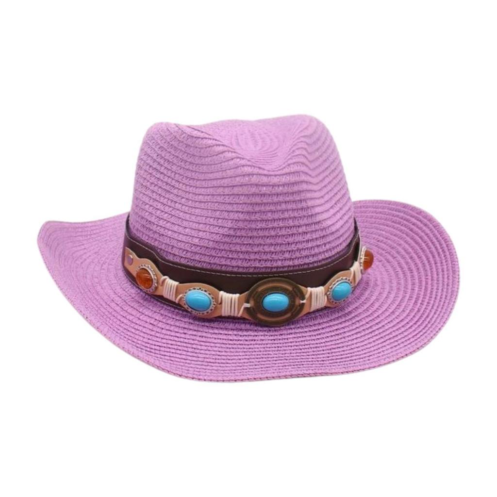 Beach Seaside Travel Straw Hat High Sense Ethnic Style Woven Straw Hat Western Cowboy Hat