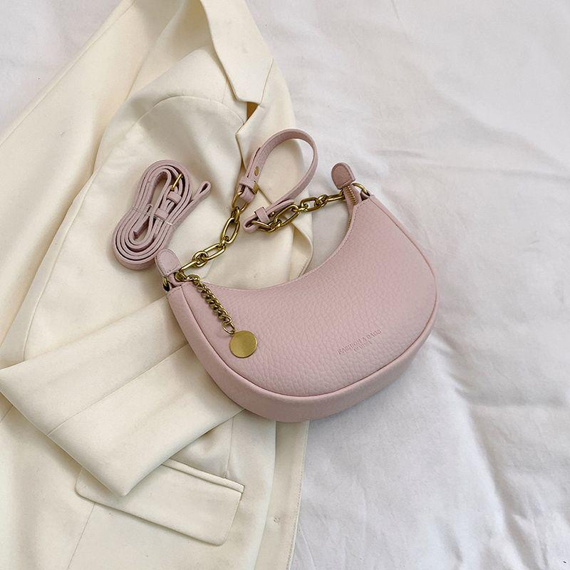 

2024 Модная однотонная PU сумка через плечо и кроссбоди для женщин - Простая, стильная, повседневная сумка для поездок на работу Regular (standard fabric without reinforcement) розовый