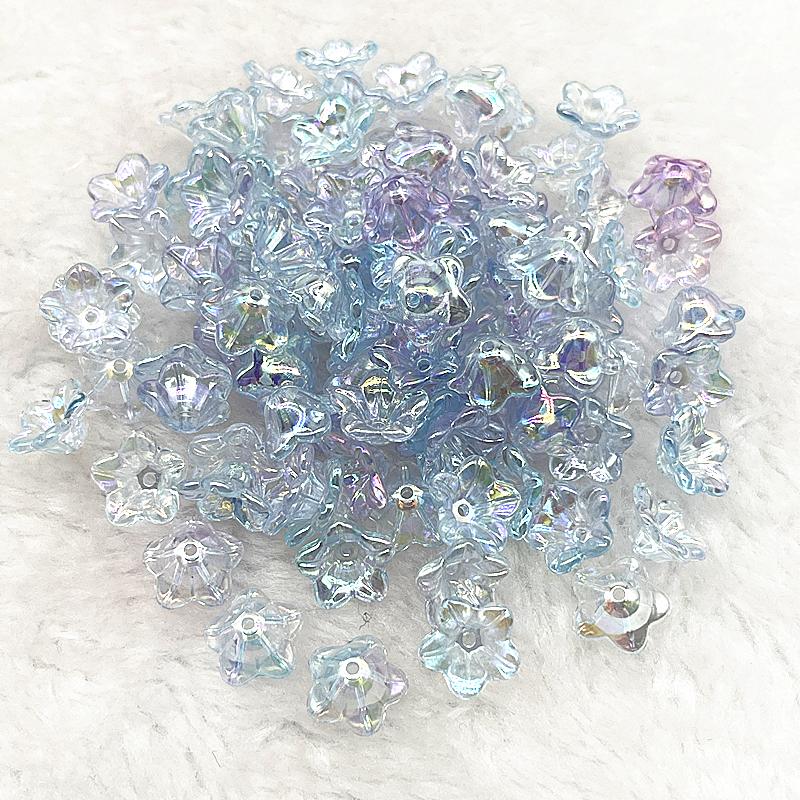 50pcs 7x13mm Gradual Change Acrylic Bellflower Beads Caps Jewelry Findings Charms Bracelets Spacer Beads for Jewelry Making