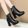 winter super high heel short boots women's waterproof table thick heel short tube women's boots velvet women's cotton leather shoes 9cm