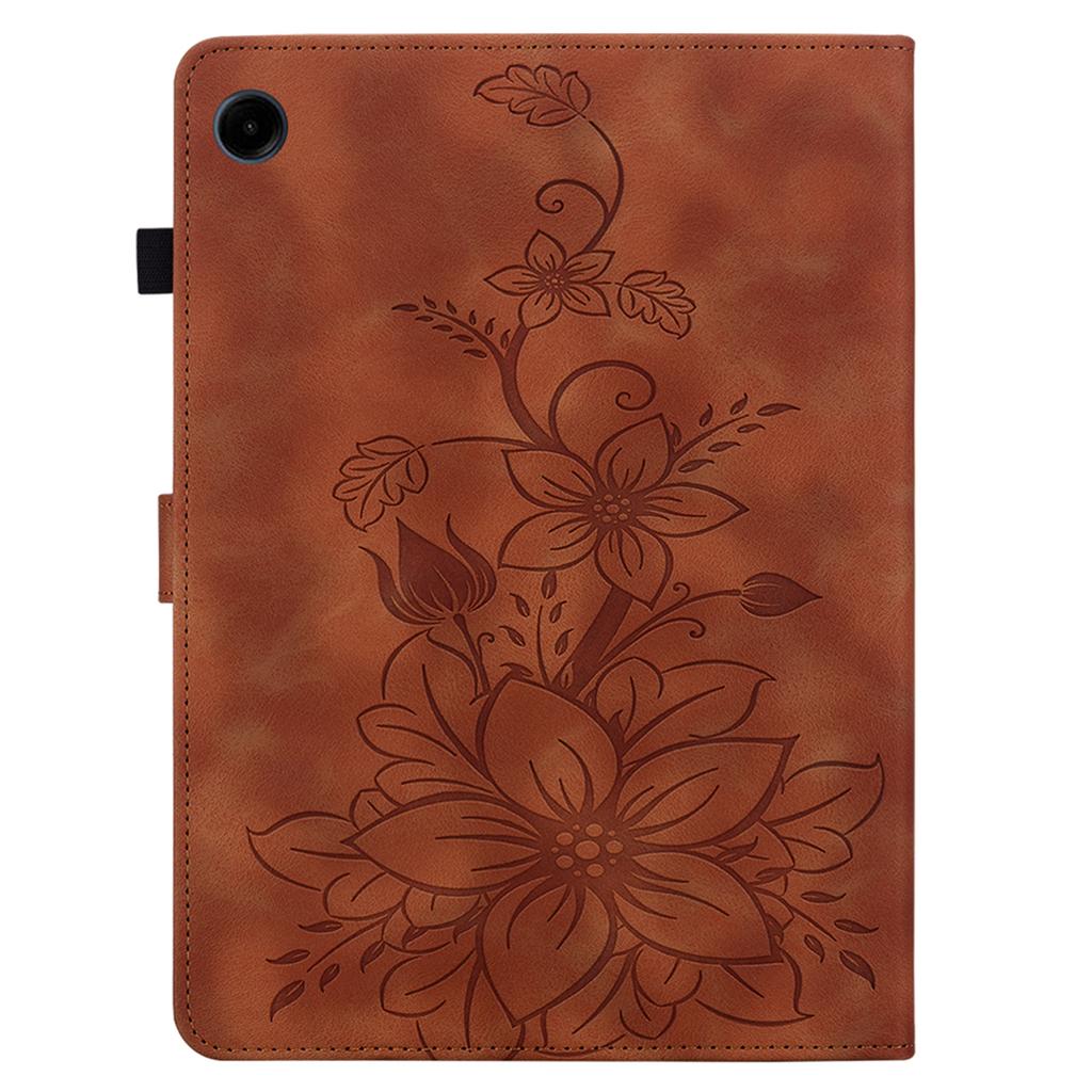 Pour Samsung Galaxy Tab A11 Étui Imprimé Fleur de Lys Fentes pour Cartes Housse de Tablette en Cuir