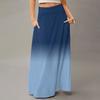 Women's Casual Leisure Foldable Gradient Print High Waist With Pocket Draped  Relaxed Long Maxi Skirt