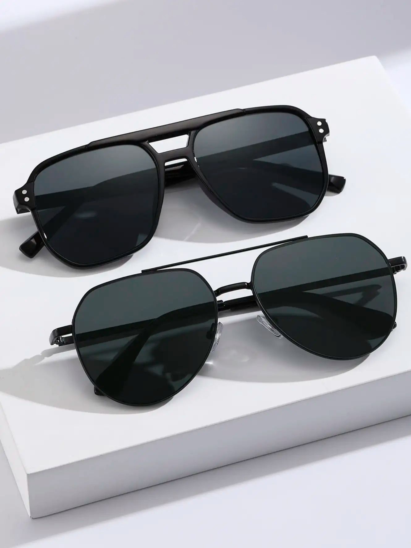 

2 шт. Мужские модные пластиковые оправы для очков-авиаторов, женские солнцезащитные очки для повседневной жизни, аксессуары для очков.