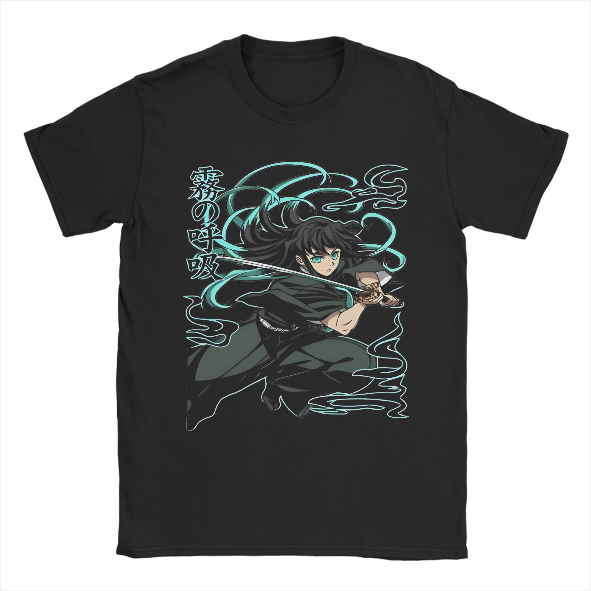 

Muichiro Tokito Blue Design T Shirts Cotton T-Shirts Round Neck Anime Demon Slayer Tee Shirt Short Sleeve Clothing Gift Idea 4XL