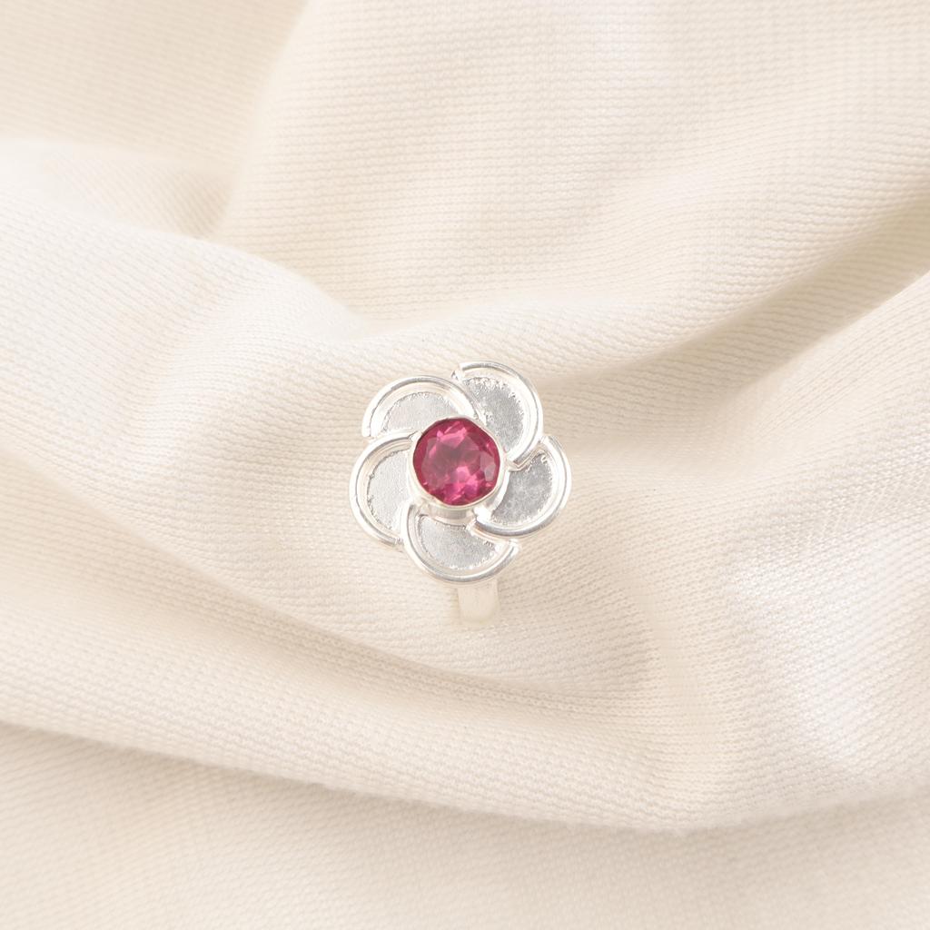 Pink Tourmaline Gemstone Ring, Handmade 925 Solid Sterling Silver Jewelry, Meditation Ring Jewelry For Women