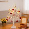 25" Valentine's Day LED Lighted Birch Tree 24 LEDs Artificial Tree Light with Heart Ornaments Romantic Tabletop Decoration for Home Indoor Table Decor