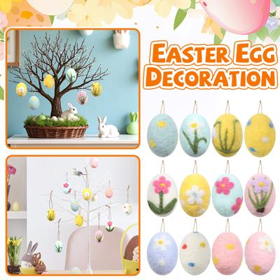 Easter Egg Set, Simulated Wool Felts Foam Egg DIY Wreath Decoration Spotted Egg Doves Egg