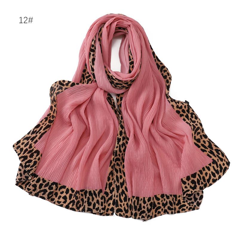 Winter Sexy Leopard Chain Viscose Scarf Wrinkle Pleated Shawls and Wraps Autumn Echarpe Pashmina Bufandas Muslim Sjaal 180*70Cm