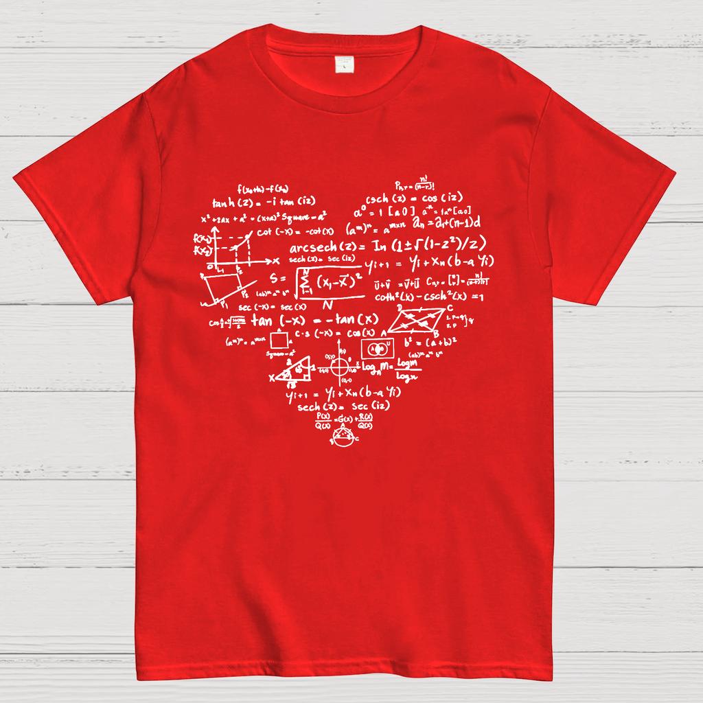 Math Heart Valentine's Day Nerd Cotton Summer Casual Cool Loose T-Shirt