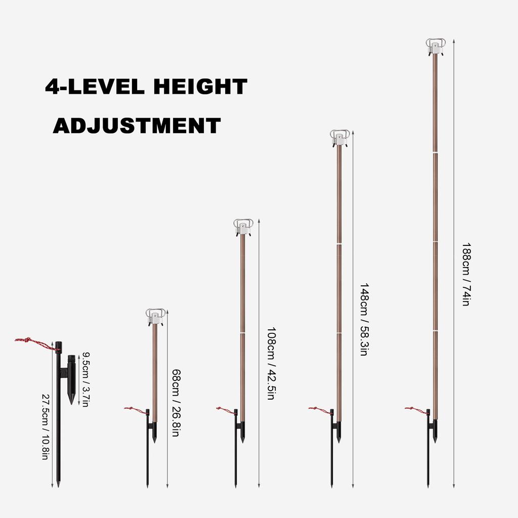 Portable Camping Folding Lamp Pole Lightweight Collapsible Aluminum Lantern Stand Outdoor Light