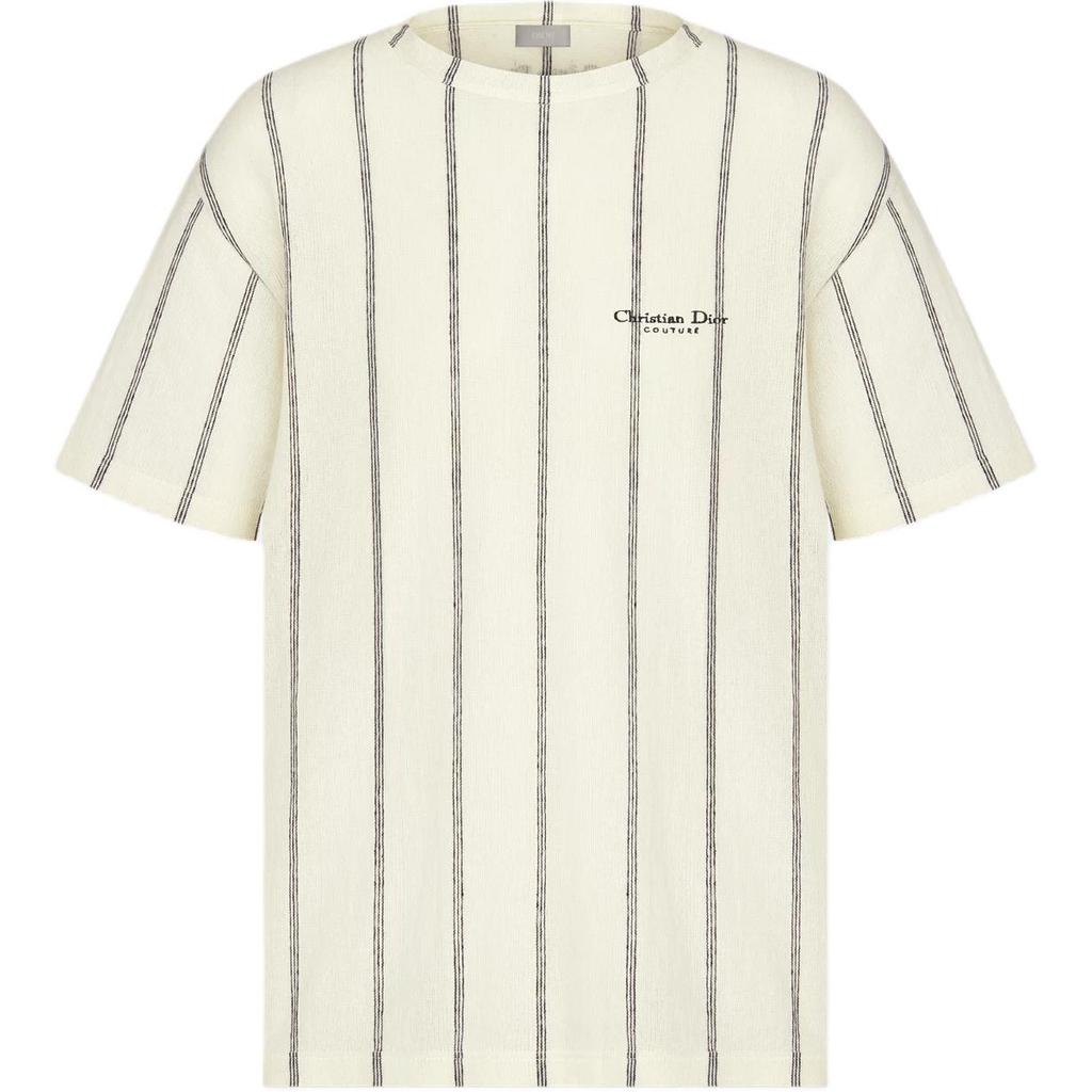 DIOR T-Shirts Men's Beige Crew Neck Moderate 593J612A3019-C185