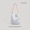 Large capacity striped canvas simple and versatile commuter large capacity bag niche bucket bag
