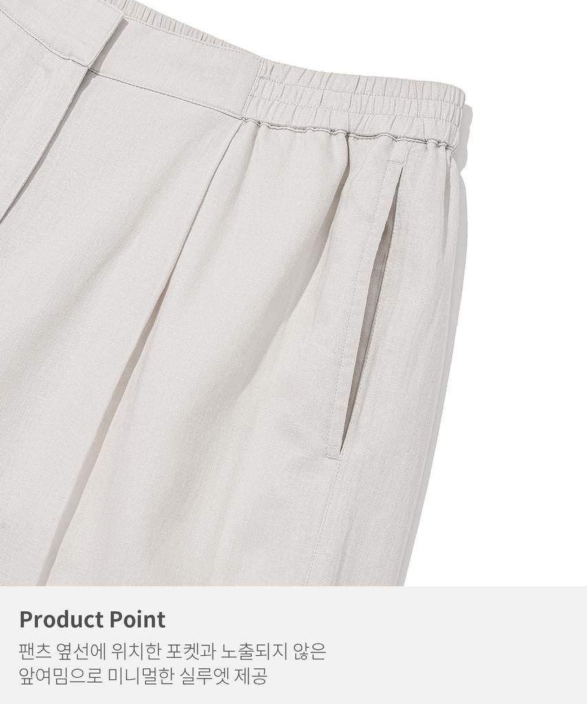 KIIMUIR (Women) Summer Semi-Wide Linen Pants_Light Gray