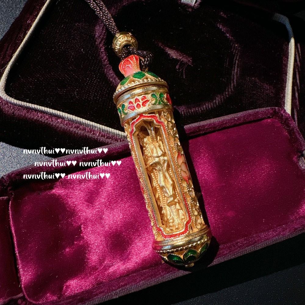 Ancient Gold Filigree Chisel Flower Drop Glaze Buddha Gong Necklace, Door Opening Husi New Chinese Style, Buddha Gong Zircon Gold Necklace