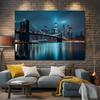 2D Brooklyn Bridge Backdrop, New York City Night Scene Background for Urban Themed Deco