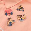 Fitness Adorable Series Brooch Featuring Heart Girl Unique Alloy Enamel Pin