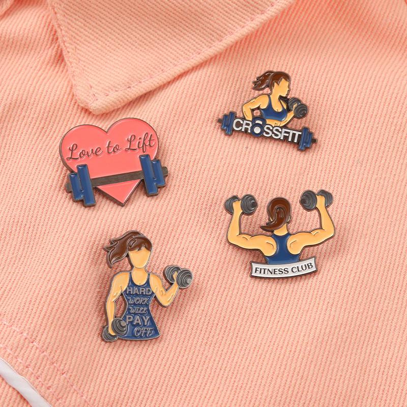 Fitness Adorable Series Brooch Featuring Heart Girl Unique Alloy Enamel Pin