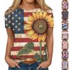 Women's Round Neck Casual Printed Short-sleeved T-shirt Top