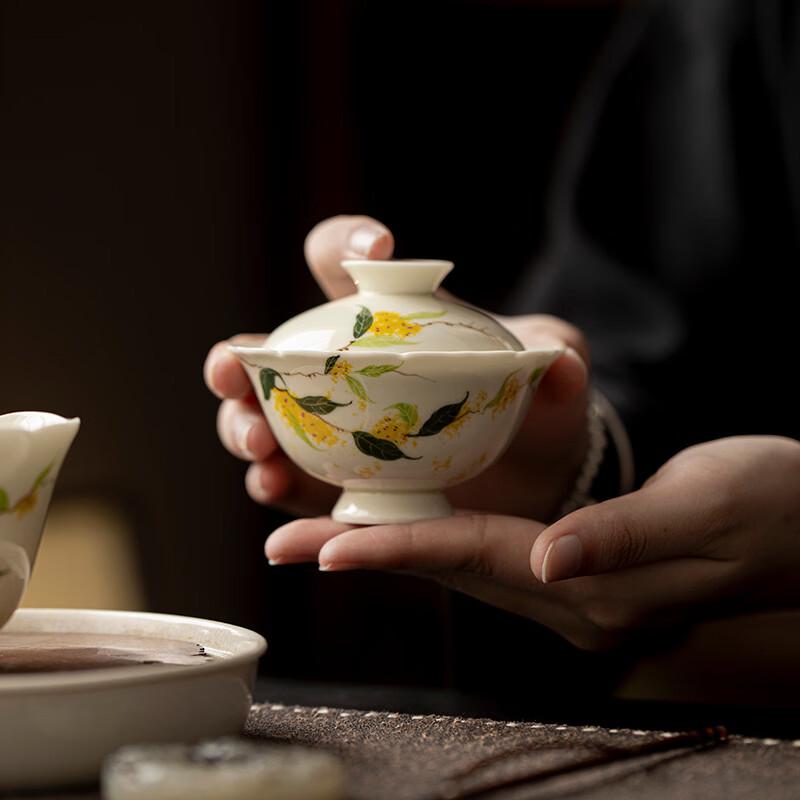 Shangqi Hand-Painted Osmanthus Gaiwan Tea Bowl