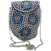 Stříbrná kovová korálková etnická kabelka Dívčí svatební taška crossbody kabelka pro ženy/Dívčí párty psaníčko Kovové psaníčka Vintage Mosaz