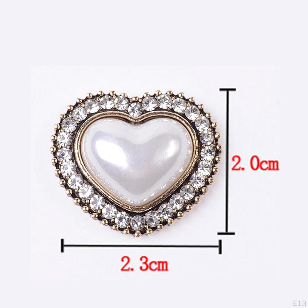 5 Pieces Alloy Rhinestone Buttons, Flat Back Brooch Buttons Sparkly Bling Sew on Clothing