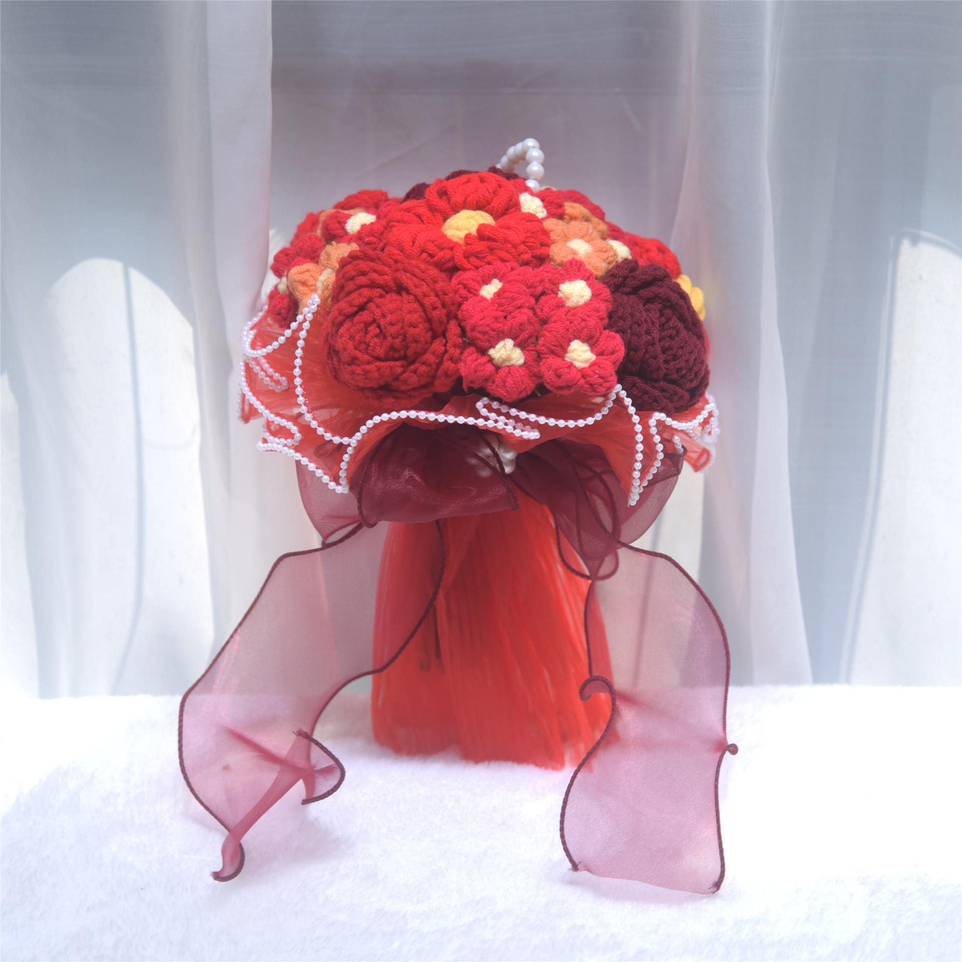 

041 Handmade Yarn Knit Wedding Bouquet Photography Prop