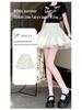 Petite Women's Summer Elastic Waist Pleated A-line Mini Skirt with Built-in Safety Shorts and Bow
