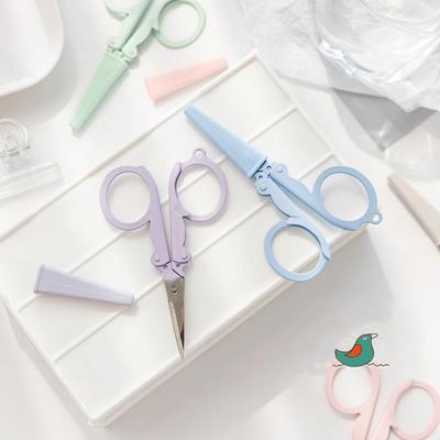 Mini Morandi Color Folding Scissors Travel Portable Design Stainless Steel Cutter for Paper Work School