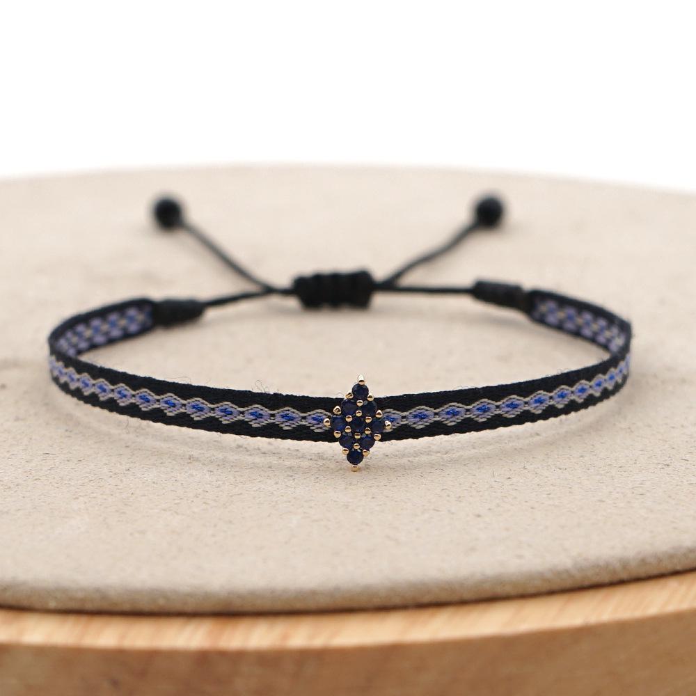Retro Pattern Bohemian Spanish Court Hand-Woven Bracelet with Micro-Inlay