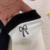 Embroidered Bow Socks Medium Tube Socks Cotton Spring And Autumn White Black Stacking Socks Mesh Stockings