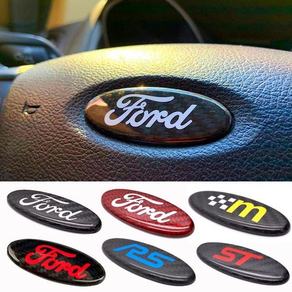 

58x22mm Carbon Car Steering Wheel Emblem Logo Stickers for Ford Ecosport Edge Focus Ranger Mondeo Escape Fiesta Kuga Fusion Transit