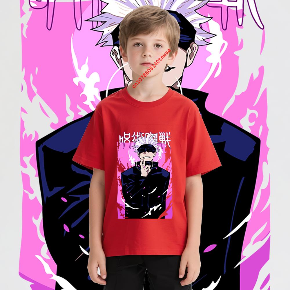 Boys Anime T Shirt Jujutsu Kaisen Satoru Gojo 15 Print Cotton Tee Lightweight Easy Match Kids Fashion Top