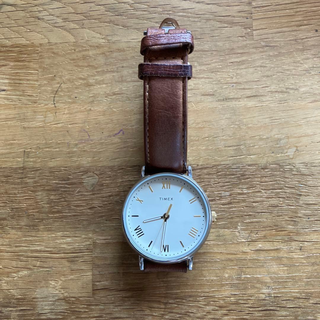 Used TIMEX Watch Quartz Brown Leather Strap