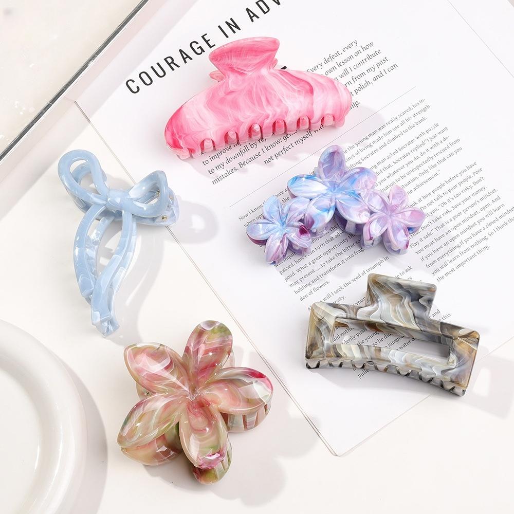 3Pcs Marble Flower Hair Clips Crab Vacation Bohemia Egg Women Hair Claws Barrettes Girls Large Hairpins Hair Accessories