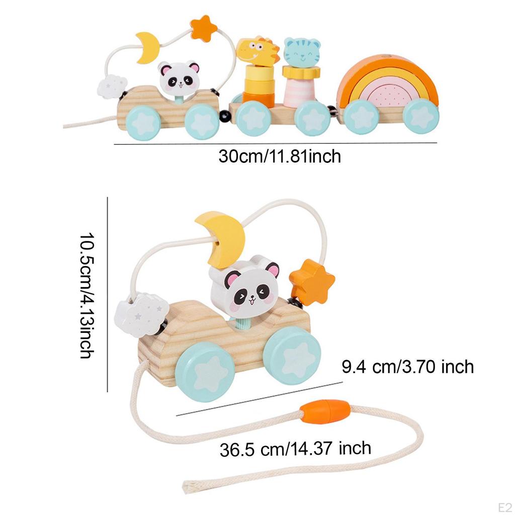Pull Along Toy Toys Education Shape Matching Game Building Blocks for Walking Wooden Toddlers