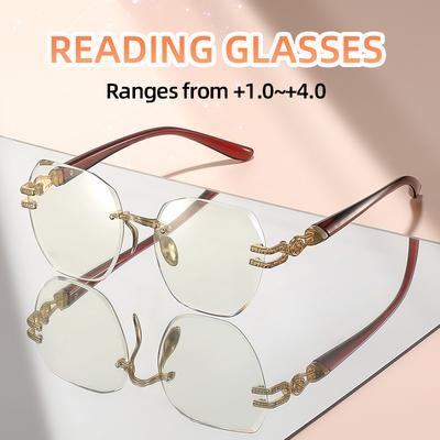 Retro Workplace Style Borderless Reading Glasses Ultra-Clear Lenses Daily Wear Reading Glasses For Reading