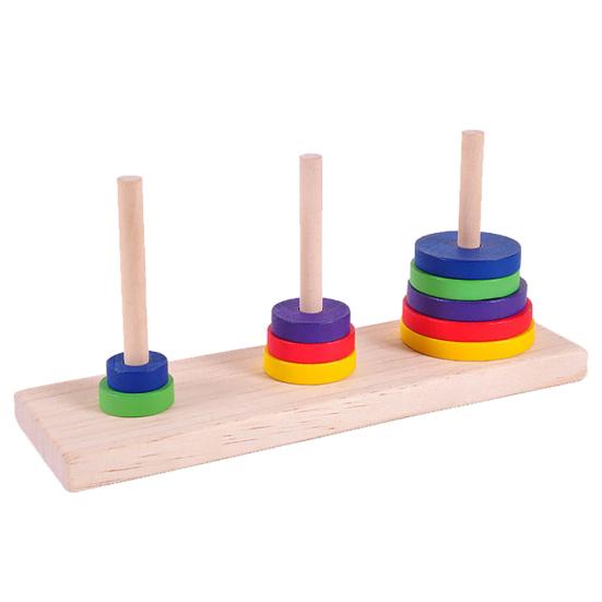 Wooden Tower of Hanoi Ten Layers Developmental Puzzle Game Adult Children Toy