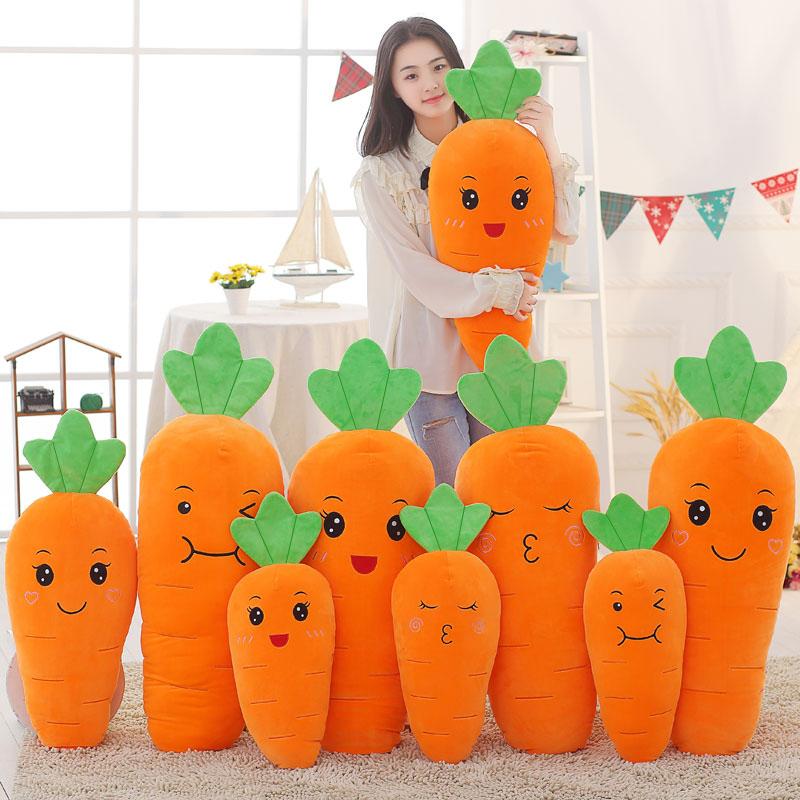 Non-Toxic New Funny Cartoon Smile Carrot Plush Toy Simulation Vegetable Carrot Stuffed Pillow Doll Soft Toy For Children Birthday Present