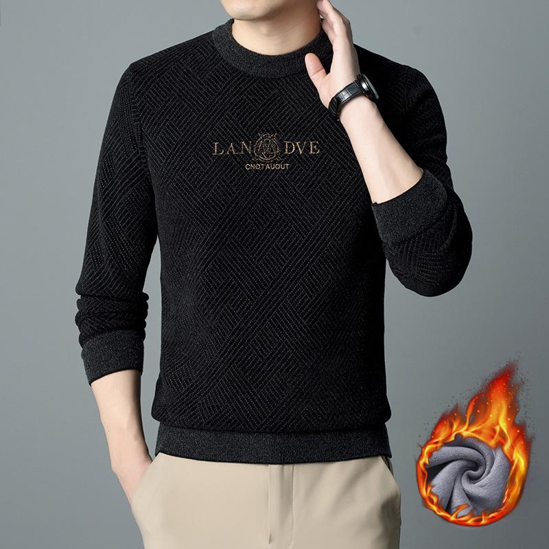 

Жаккардовый шенилл теплый свитшот зимний новый бархатный утолщенный круглый вырез вязаный свитер для мужчин M